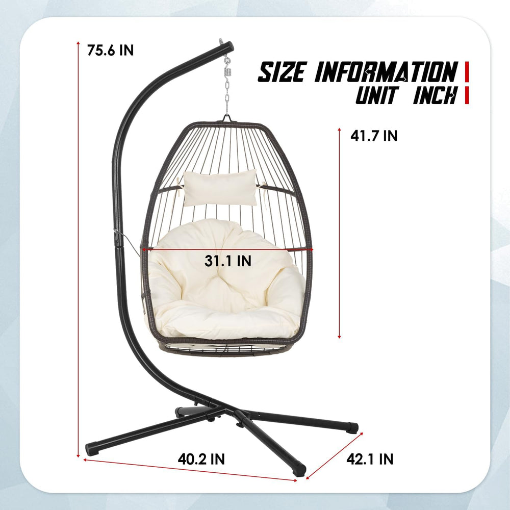 Egg Hanging Chair with Stand Hammock Chair Wicker Basket Chair Hanging Patio ...