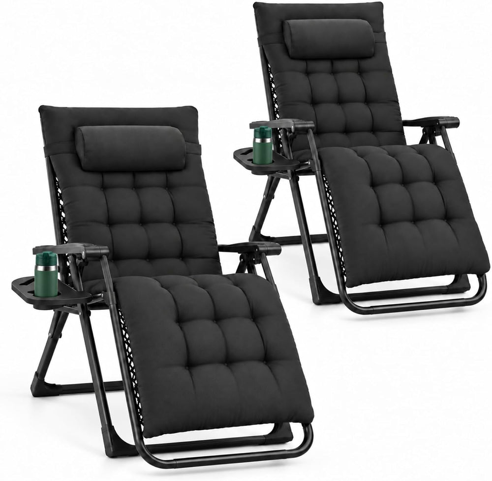DUMOS Zero Gravity Chairs Set of 2, Lounge Chair Outdoor with Cup Holder