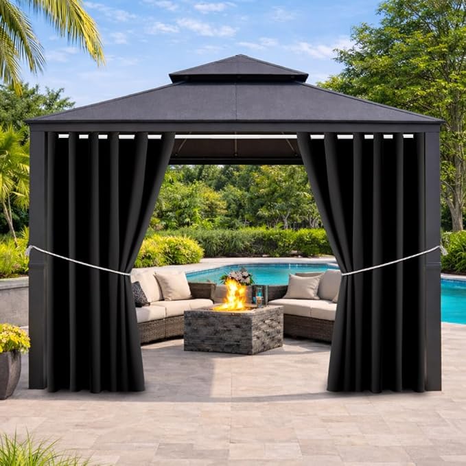 Water Proof Outside Curtains with Grommet Top for Porch, W84 x L120 Thermal I...