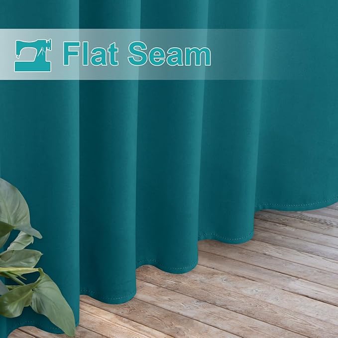 NICETOWN 2 Panels Peacock Teal Patio Curtainss Outdoor Waterproof with Self-A...