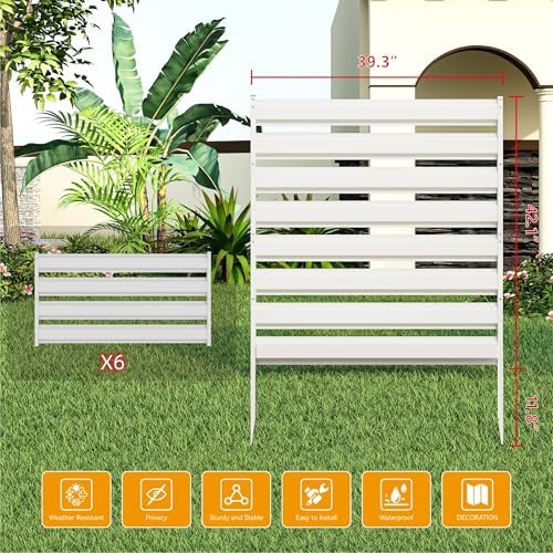 42" H x 39" W (3 Panels) No-Dig Metal Fence Privacy Screen, Outdoor...
