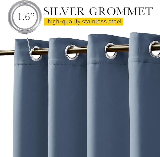 NICETOWN 2 Panels Waterproof Outdoor Curtains Fixed Grommet & Back Tab on...