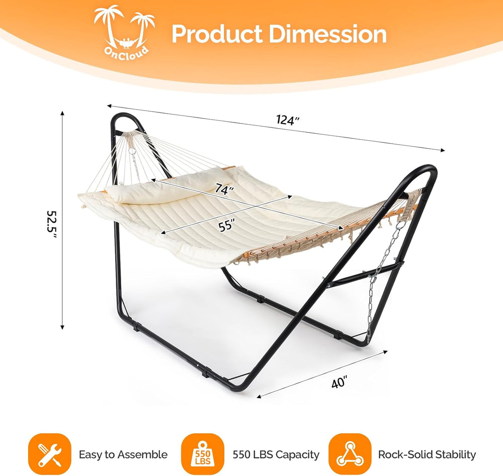 2026 Upgraded-ONCLOUD Hammock with Stand for Outsides, Heavy Duty Adjustable ...