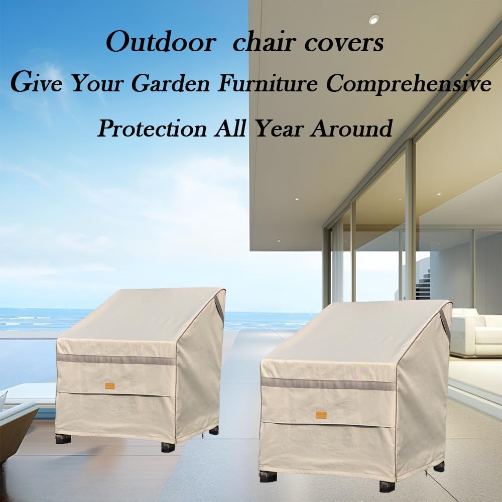 Chair Covers Patio Furniture covers waterproof 33Winch Beige,2Pack
