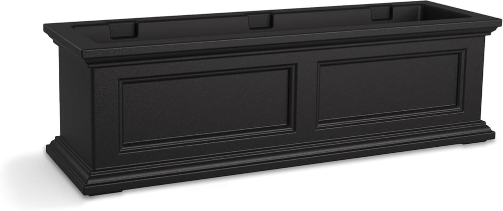 Mayne Fairview 36in Self-Watering Rectangular Window Box Planter, Black
