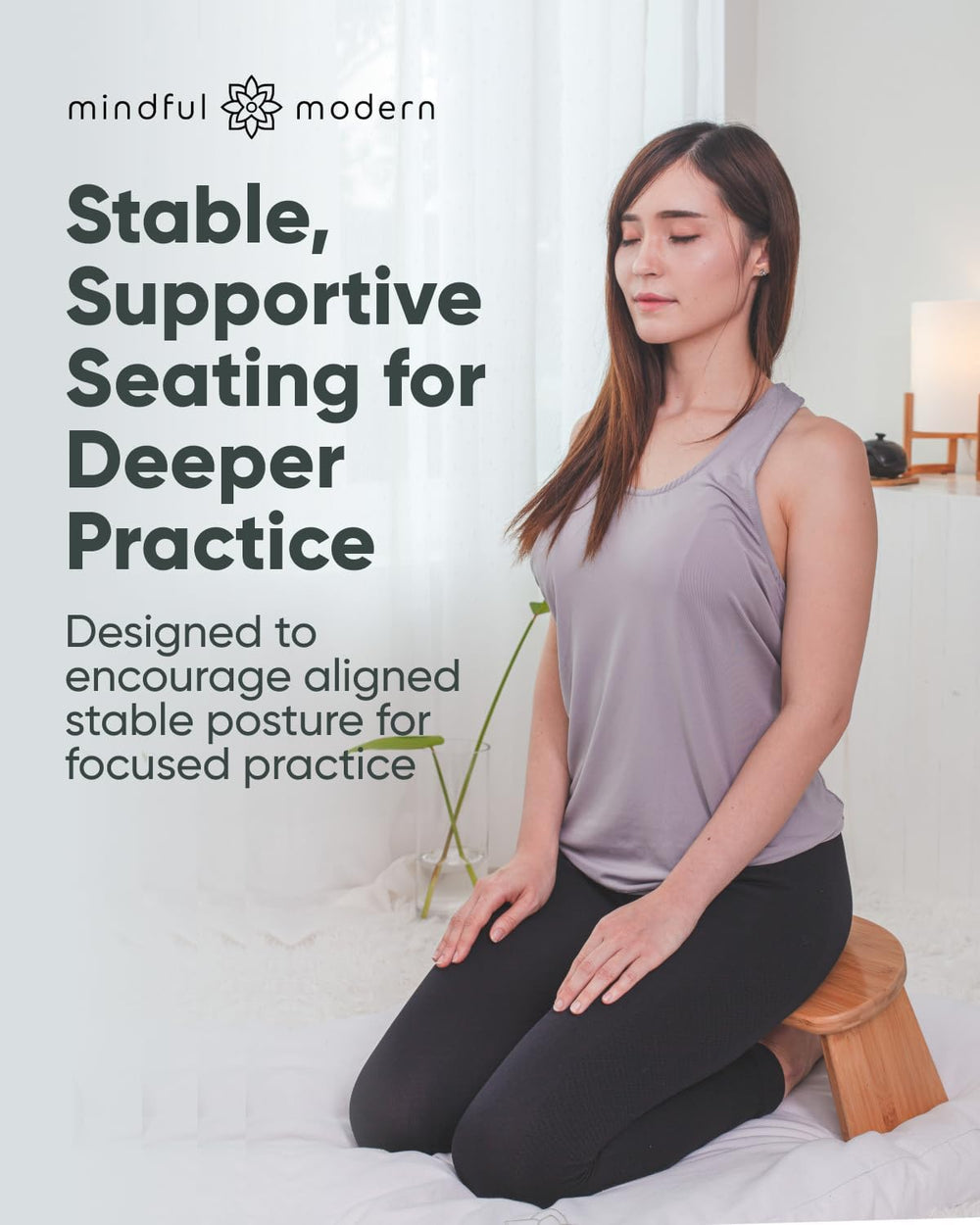 Folding Meditation Bench - Bamboo Kneeling Stool with Locking Magnetic Hinges...
