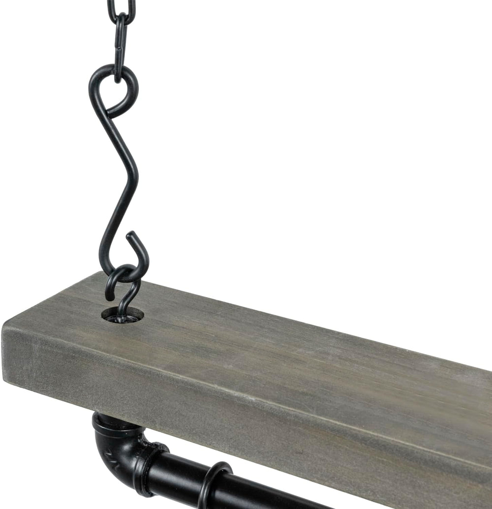 MyGift Wall Ceiling Pot Rack with Shelf, Black Pipe Cookware Organizer