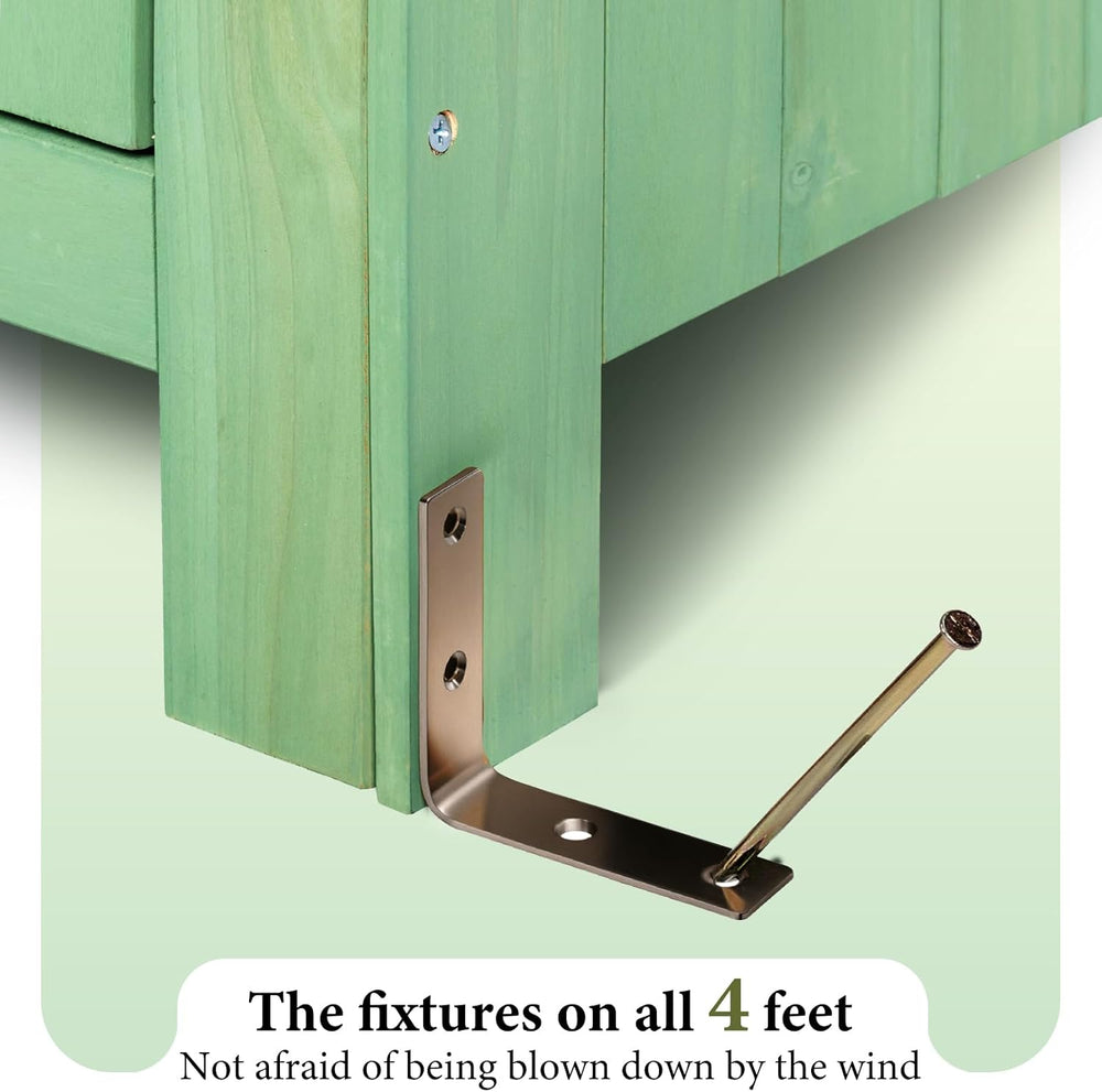 VINGLI Outdoor Wooden Storage Shed, Garden Shed Outside Tool Cabinet with Saf...