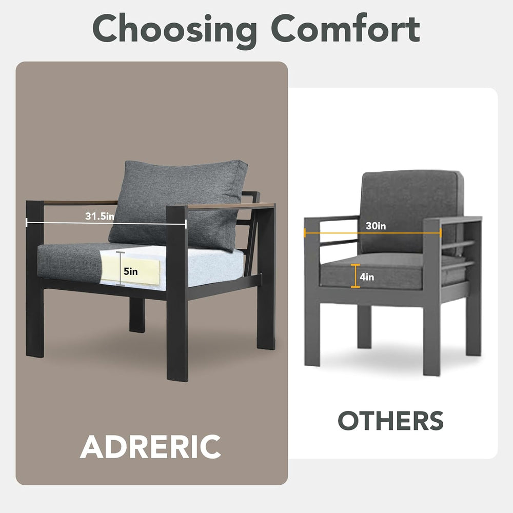 Aluminum Outdoor Patio Furniture Set 4 Pieces Light Gray