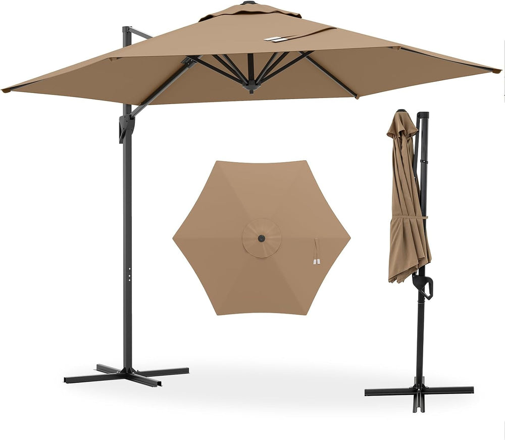 Tangkula 9 FT Cantilever Patio Umbrella, Heavy Duty Offset Outdoor Hanging Um...