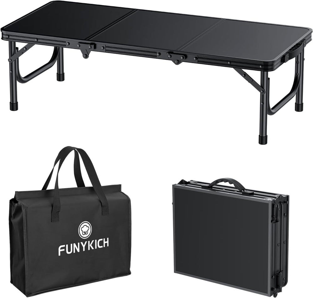 FUNYKICH 3ft Low Folding Camping Table with Carry Bag, 34.2'' Lx15.7&...