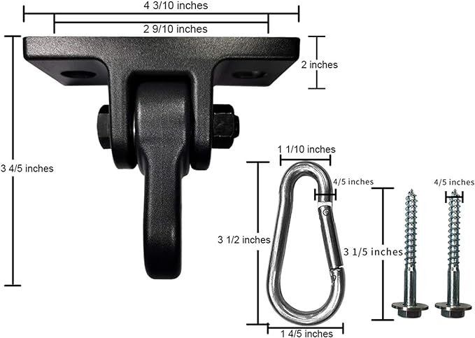 Heavy Duty Black Swing Hangers Screws Bolts Included Over 5000 lb Capacity Pl...