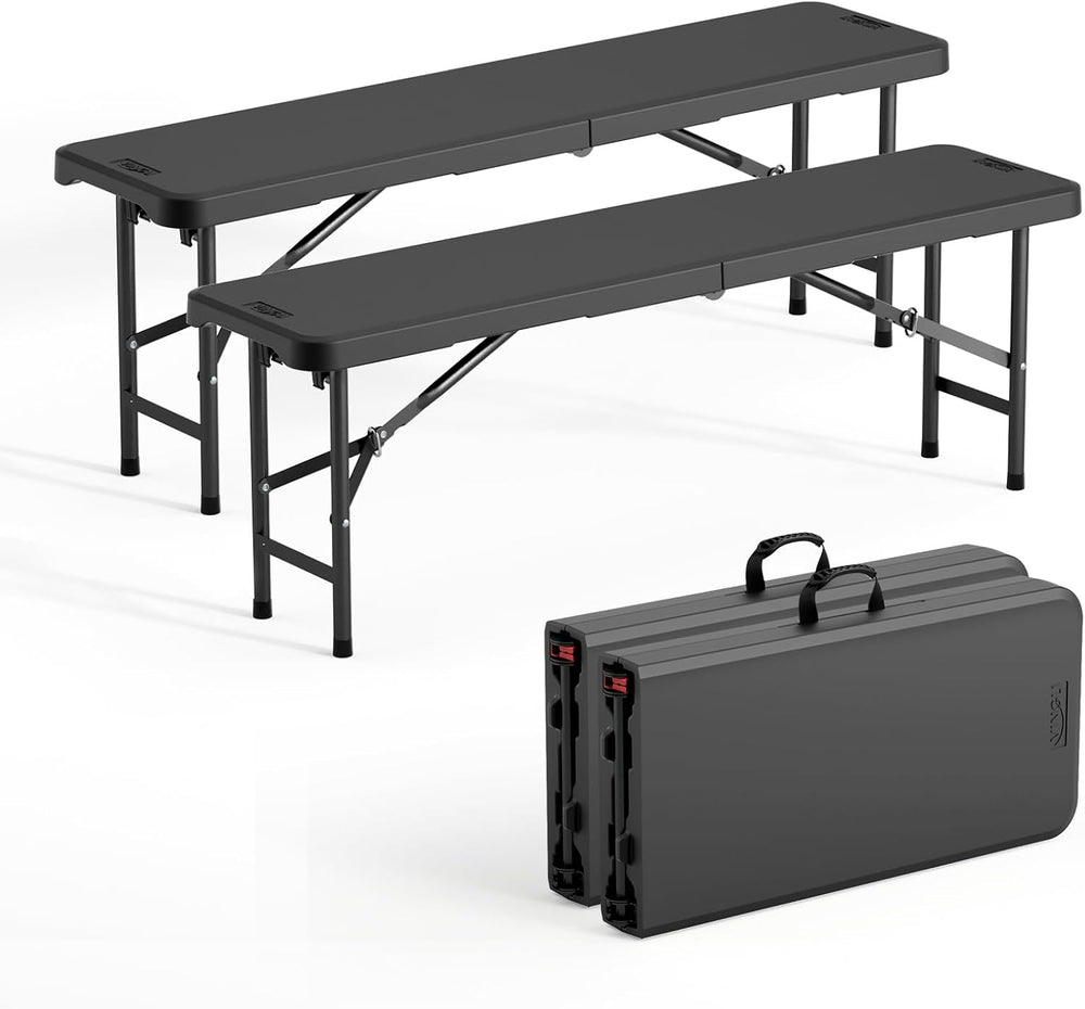 VINGLI 4 feet Plastic Folding Bench,Portable in/Outdoor Picnic Party Camping ...