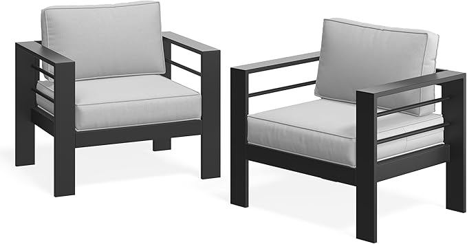 Wisteria Lane Patio Furniture Metal Armchair Set of 2, Metal Outdoor Chairs w...