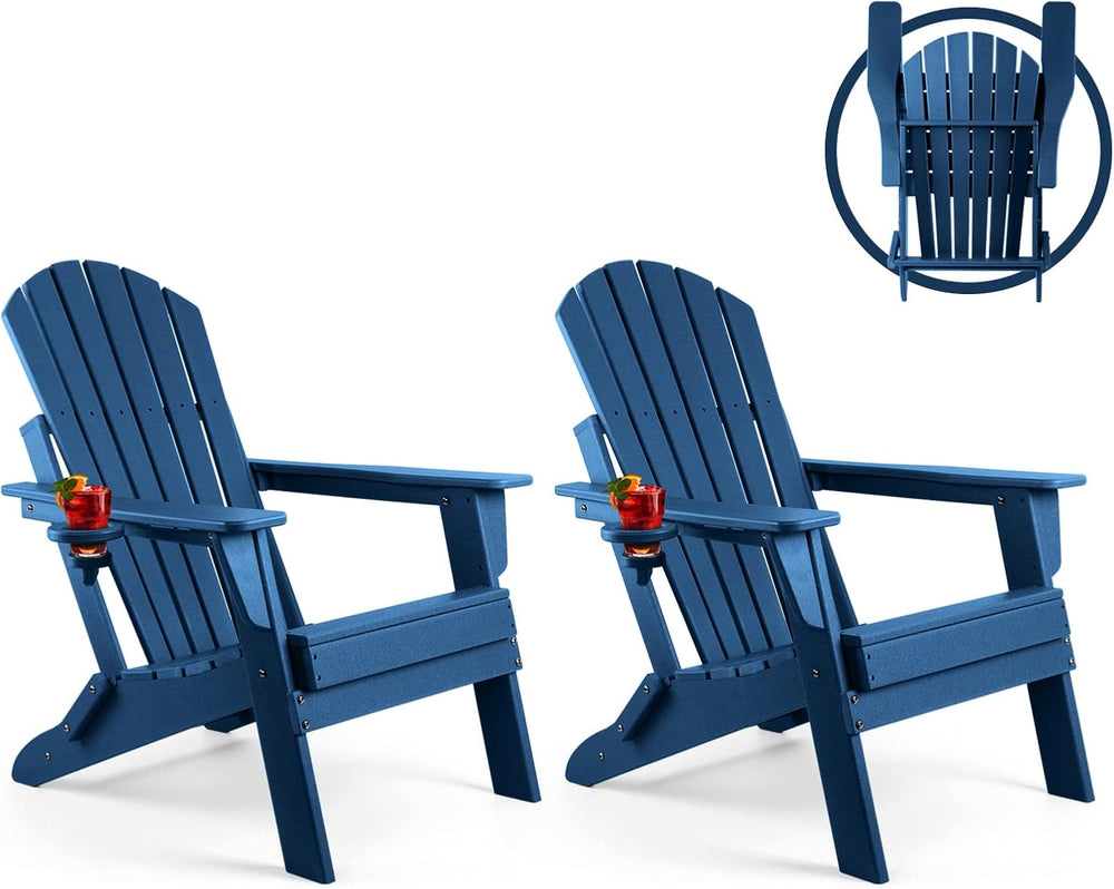 FUNBERRY Oversized Folding Adirondack Chair Set of 2, Fire Pit Chair 400LBS