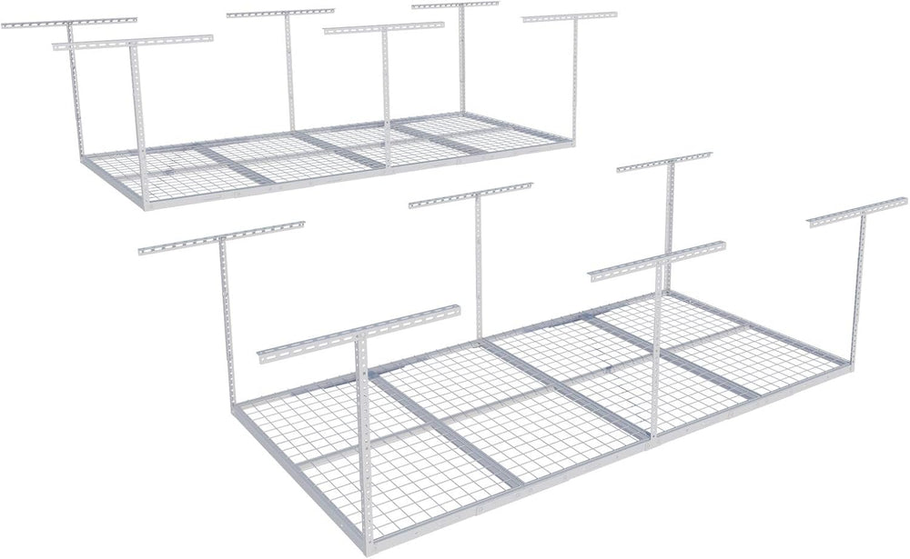FLEXIMOUNTS 4x8 Overhead Garage Ceiling Storage Rack, 2 Pack, White