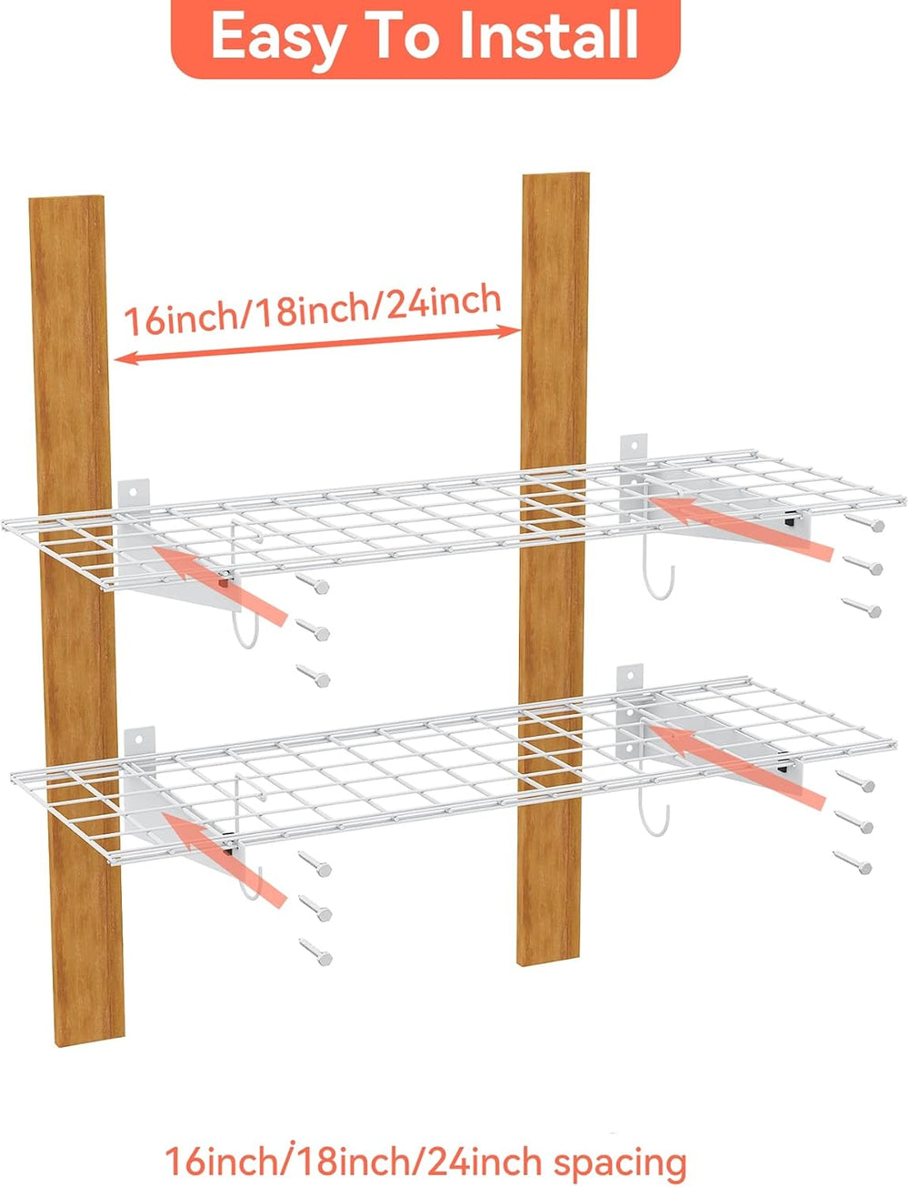 TORACK 2-Pack Garage Wall Shelves, 15"x45" Wall Mounted Wire Shelves