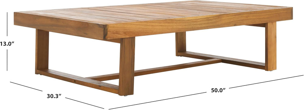 SAFAVIEH Outdoor Duncan Wood Coffee Table, 50" Natural PAT7331A