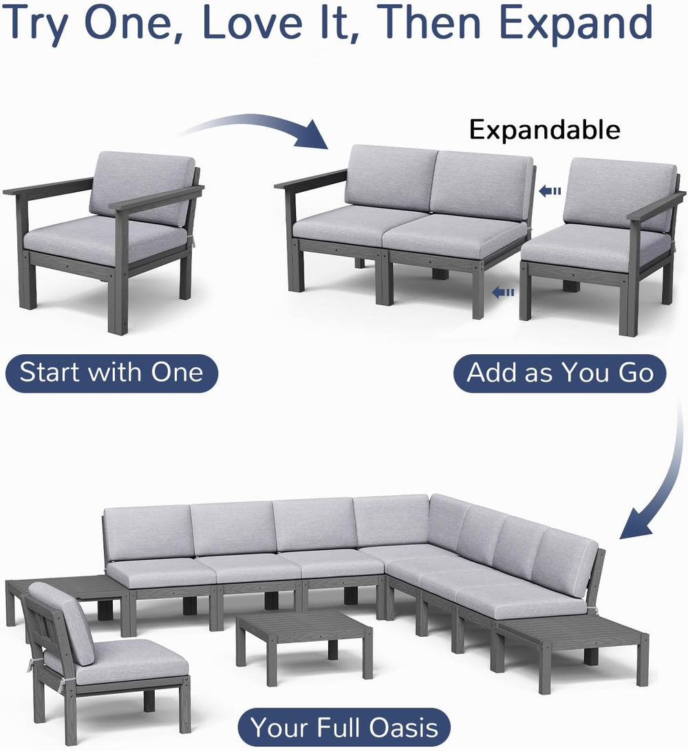 Stoog Patio Furniture Set, 6-Piece All-Weather Outdoor Sectional Sofa Set - M...