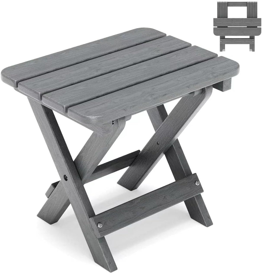 Folding Outdoor Side Table,Small HDPE Patio Table,All-Weather Compact Portabl...
