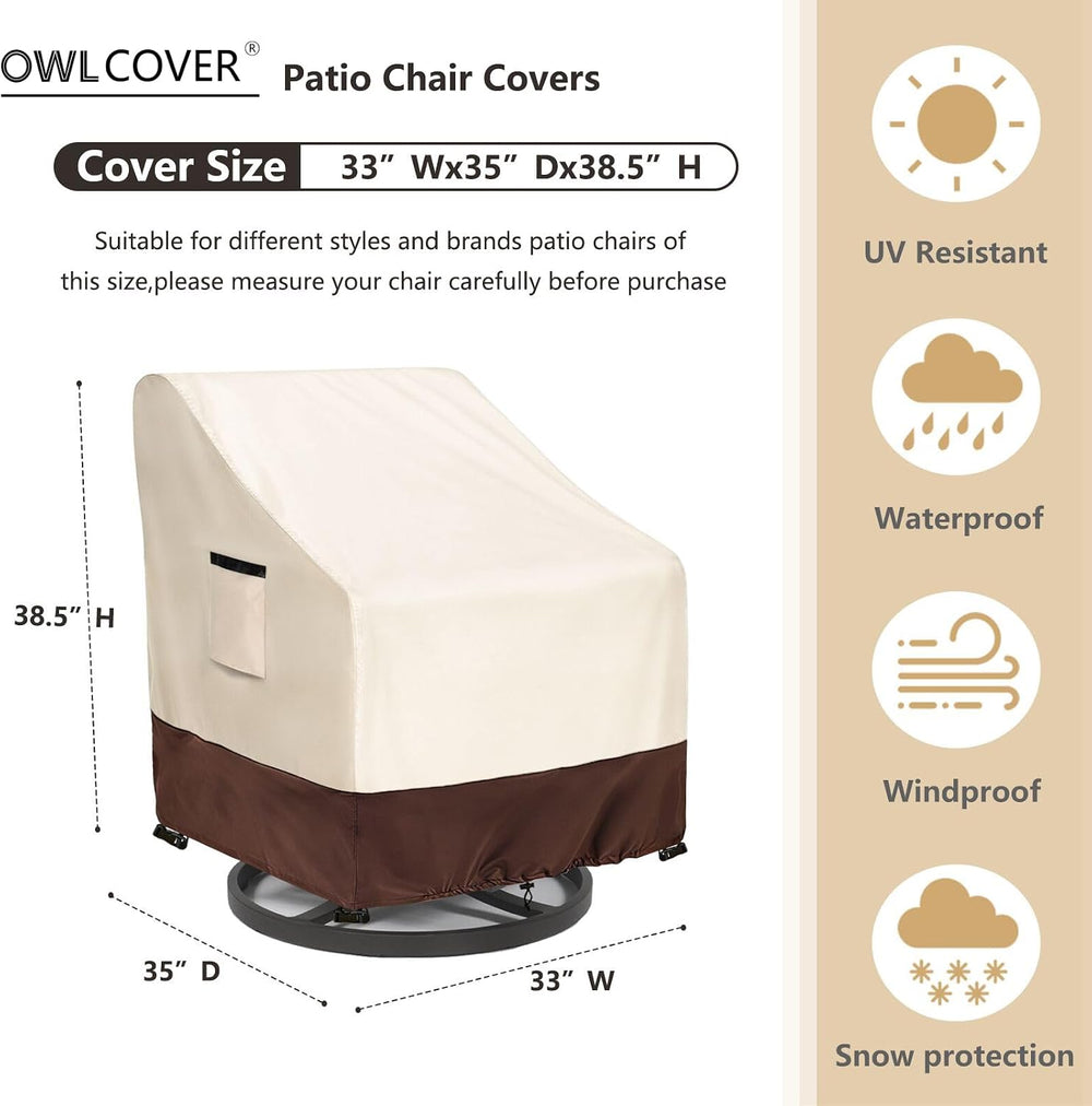 Waterproof Patio Chair Covers 2 Pack, 33" W x 35" D x 38.5" H