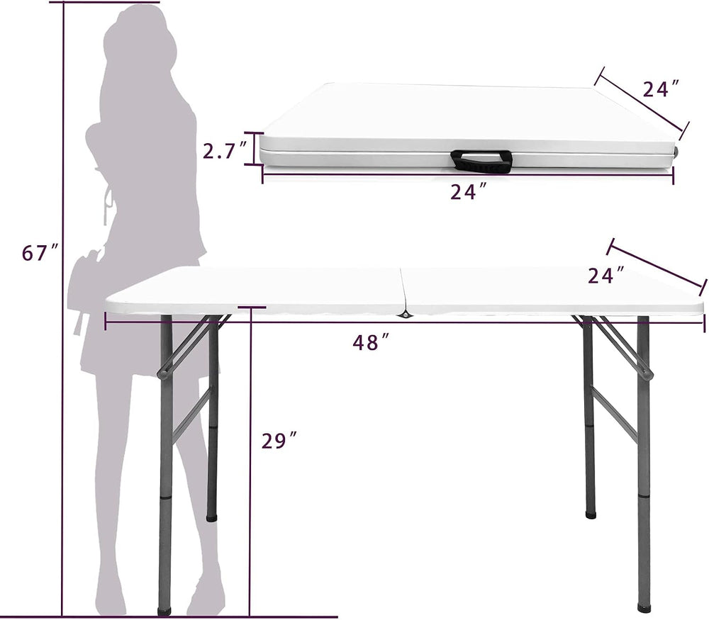 Gocamptoo Folding Table,4ft Indoor Outdoor Heavy Duty Portable Folding Square...