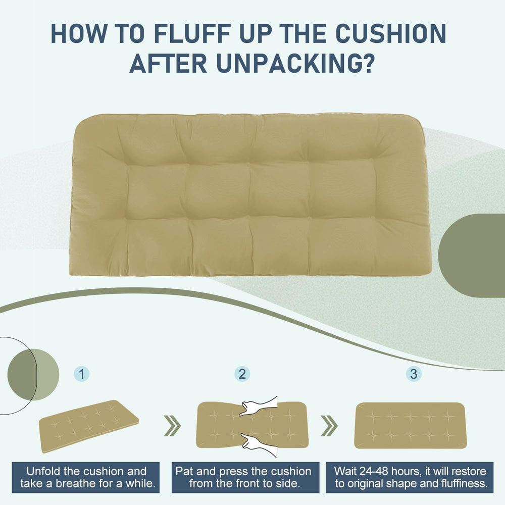 downluxe Outdoor Bench Cushion for Patio Furniture, Water Resistant Tufted Ov...