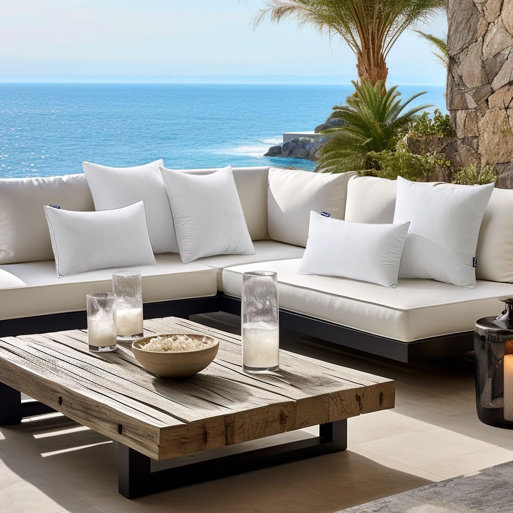 MIULEE 22x22 Inch Outdoor Pillow Inserts Set of 2, Waterproof Throw Pillows