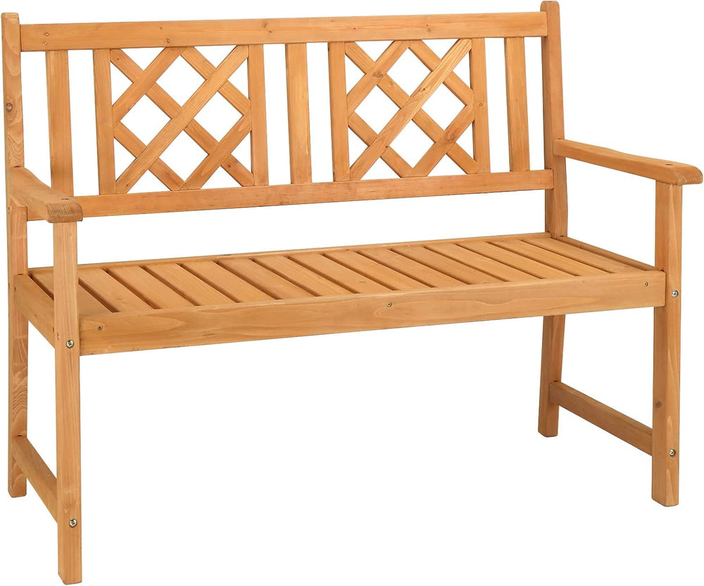 46.5" Outdoor Wooden Garden Bench,2-Person Patio Wooden Bench,All-Weathe...