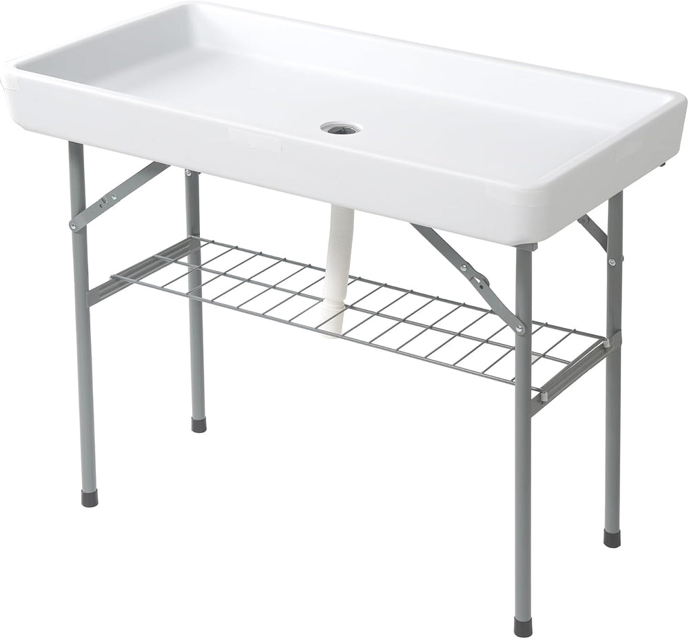 Allpop 4 Foot Folding Ice Cooler Table with Matching Skirt, Portable Patio Ta...