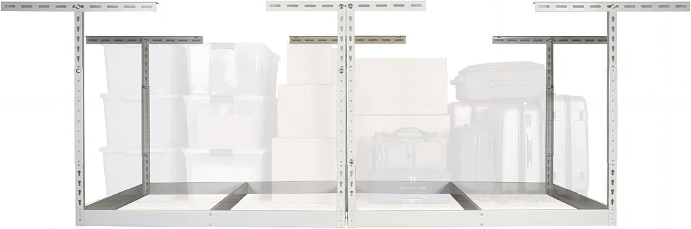 MonsterRax 4x8 Overhead Storage Rack Frame Kit, White, 24”-45” Height