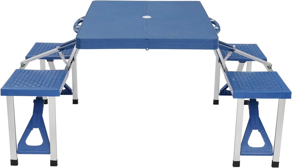 4FT Portable Folding Camping Picnic Table with Seats Chairs and Umbrella Hole...