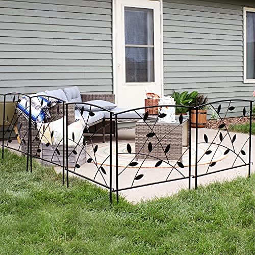 Sunnydaze No Dig Decorative Garden Fence Border, 5 Panels, 10' Total, Black