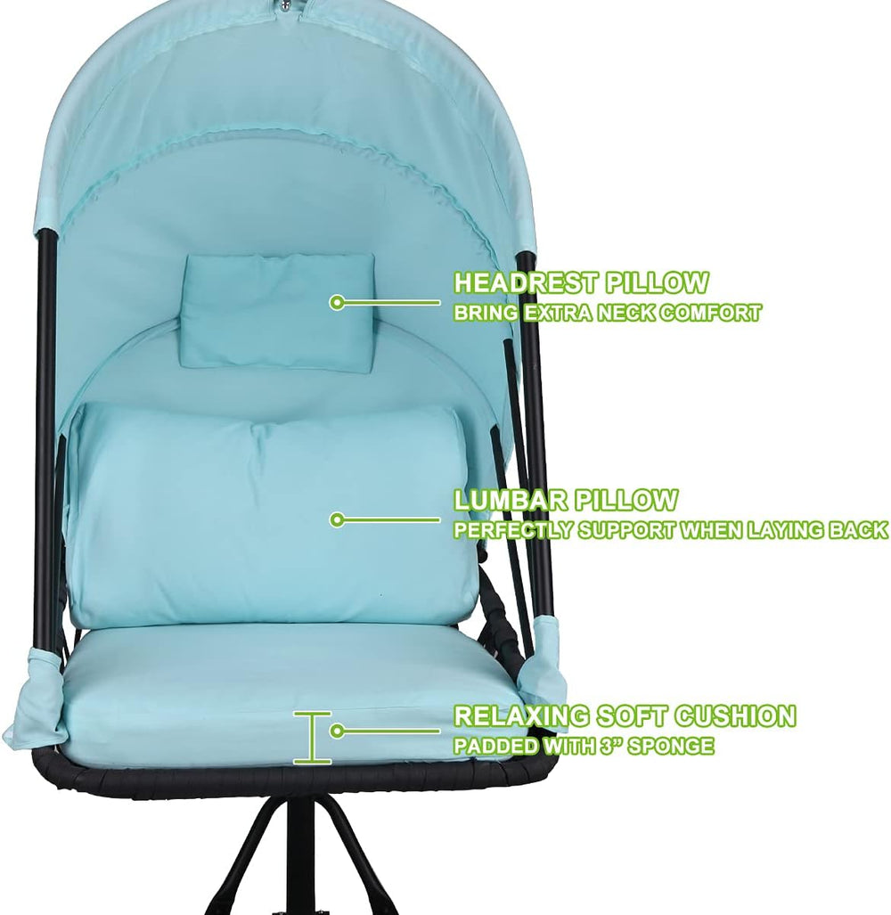 Foldable Hanging Chair Swing Hammock Egg Chair PE Rattan Wicker Seat w/Padded...