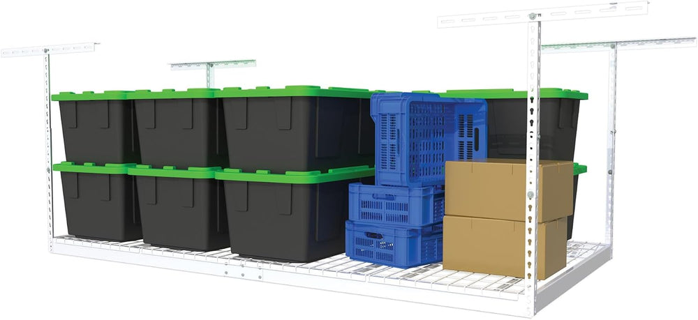 MonsterRAX 4x8 Rack and Bins Bundle | 4’ x 8’ Overhead Rack w/Storage Bins (W...