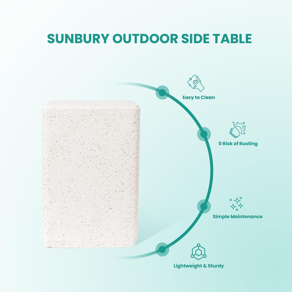 SUNBURY Outdoor Concrete Side Table, 20" H Outdoor End Tables Rectangular