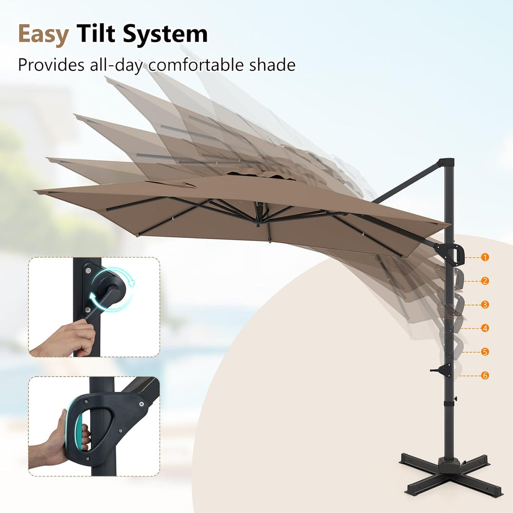Tangkula 11 x 9 FT Patio Umbrella, Large Offset Cantilever Outdoor Umbrella w...