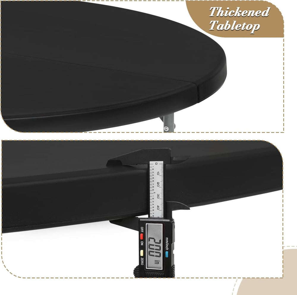 Athena Collection 66" Round Folding Table, Plastic Dining Table，Black