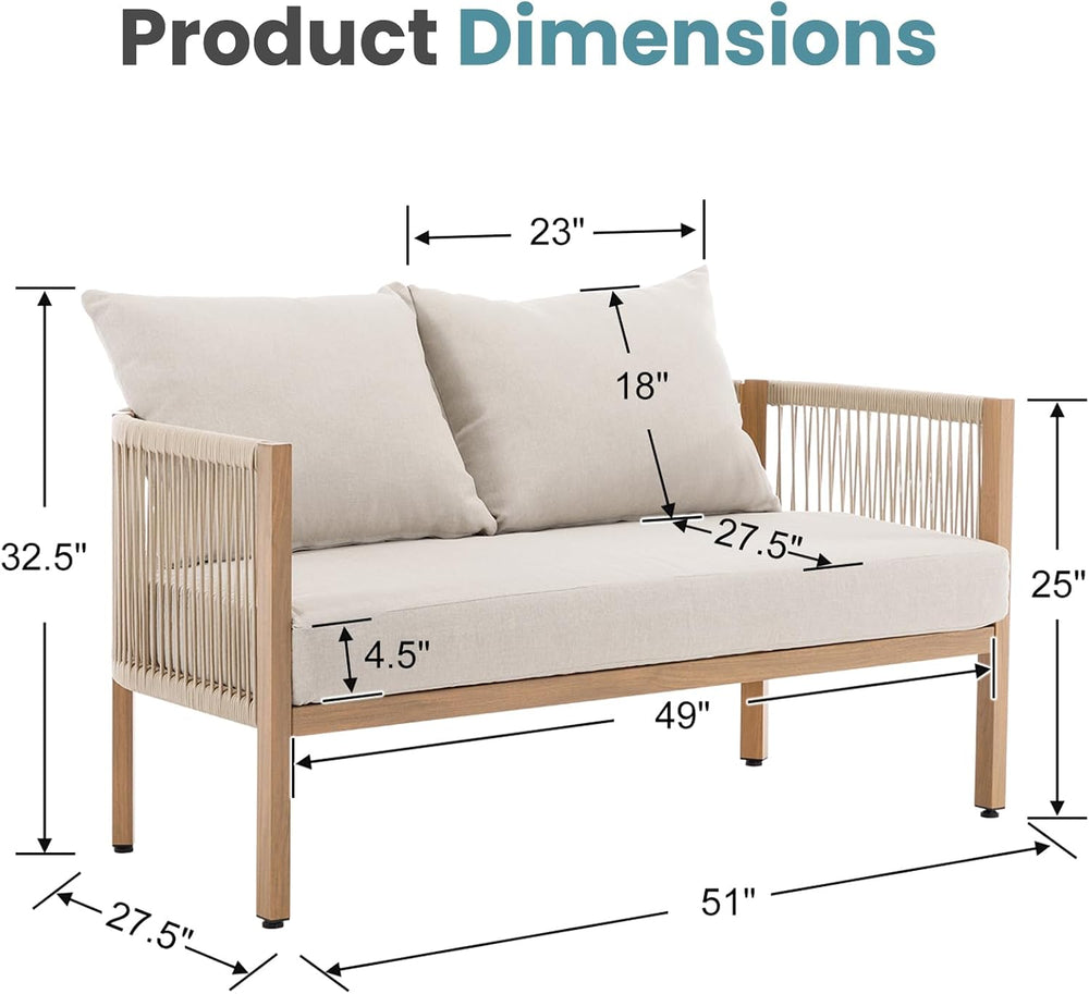 Patio Sofa Furniture Outdoor Loveseat Balcony Couch Apricot Beige