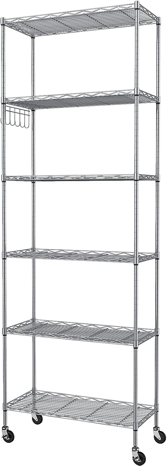 Homdox 6-Tier Storage Shelf Wire Shelving Unit Free Standing Rack Organizatio...