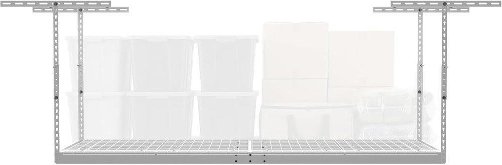 MonsterRax 2x8 Overhead Garage Storage Rack, White, 12"-21" Height