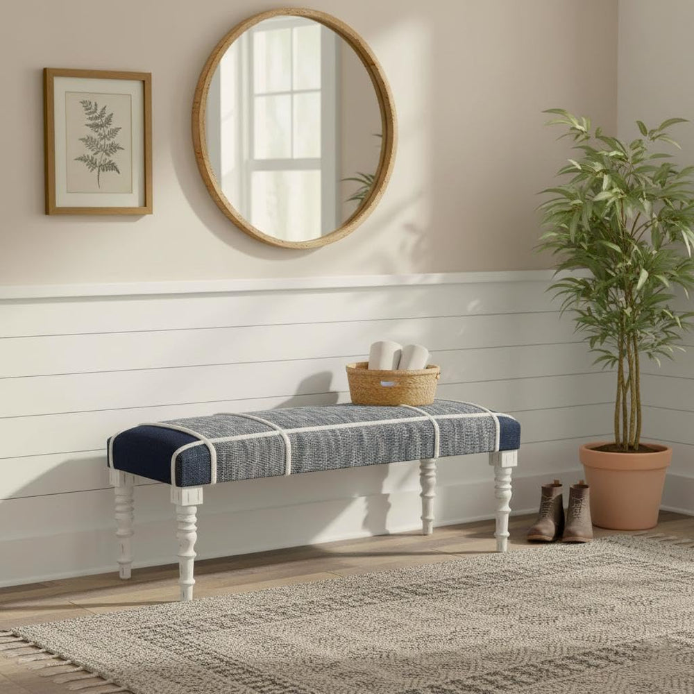 L. R. Resources, Inc. LR Home Navy Upholstered Bench for Bedroom End of Bed |...