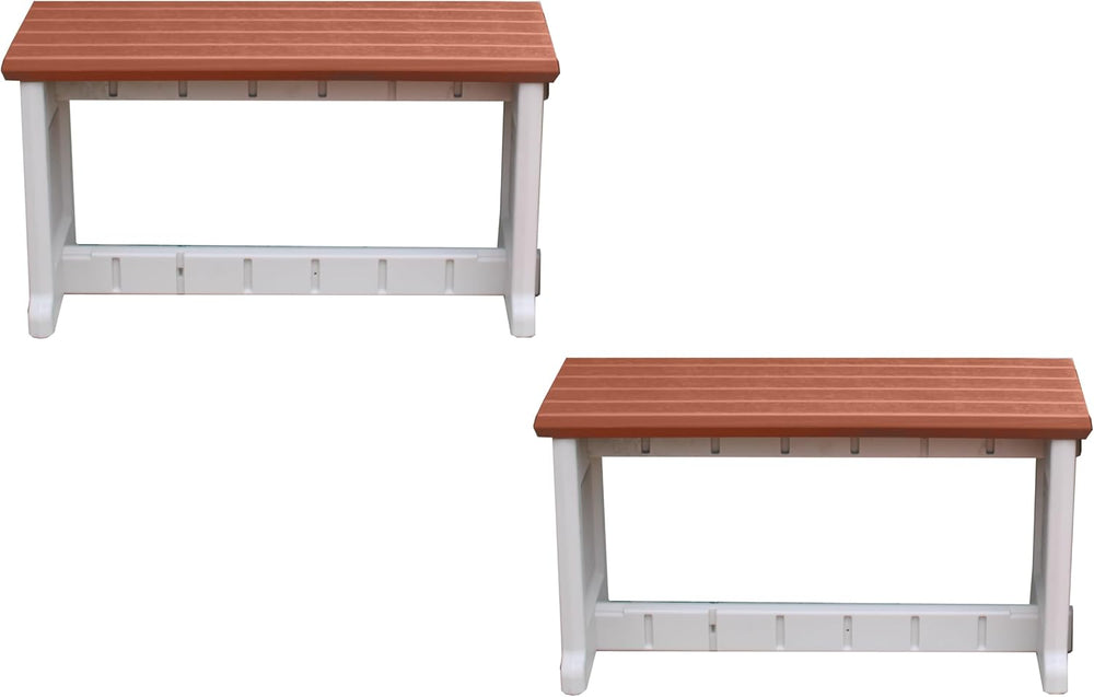 Bench, Redwood Top with Warm Grey Sides, 2 Pack - Proudly Made in The USA, Cl...