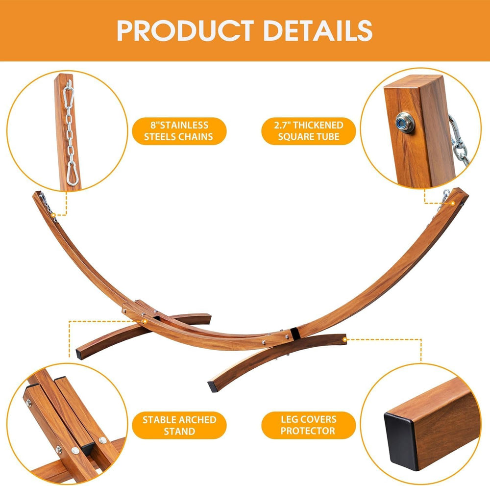 Lazy Daze Double Quilted Hammock with 13 ft Curved Steel Wood Grain Stand