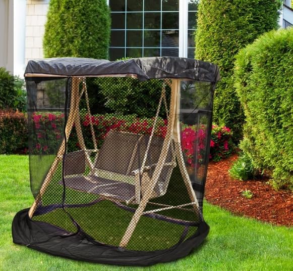 Patio Swing Mosquito Netting - Polyester Mesh Screen with Zipper Opening and ...
