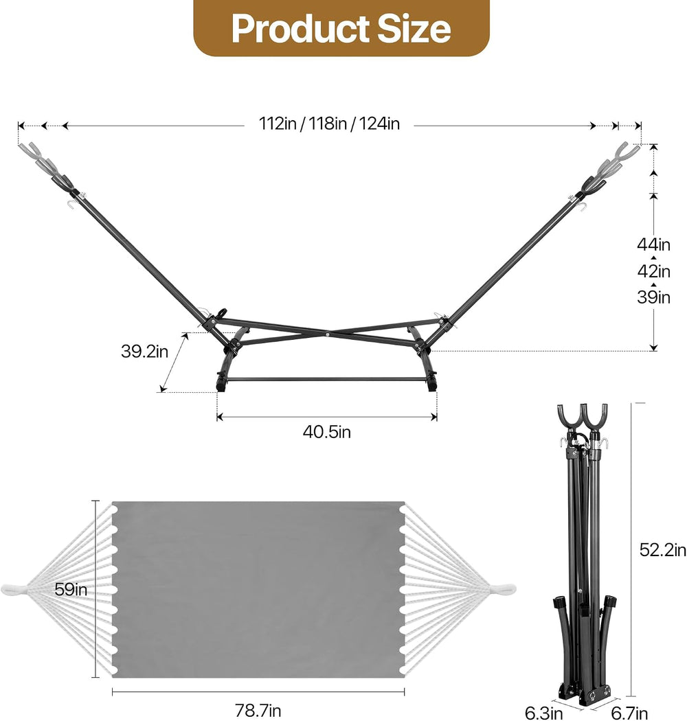 Homgava Portable Hammock with Folding Hammock Stand for Outdoor, Grey