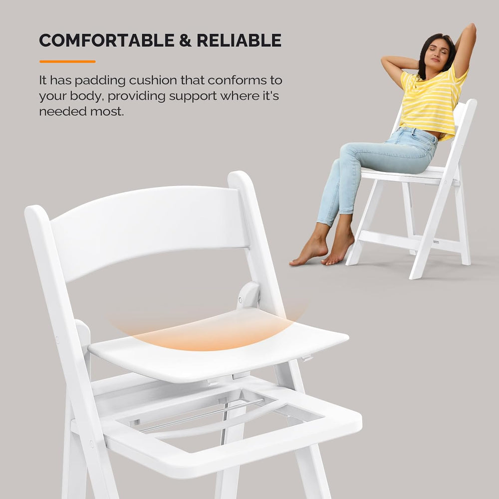 VINGLI Resin Folding Chairs with Cushion, Foldable Plastic Chair with Comfort...