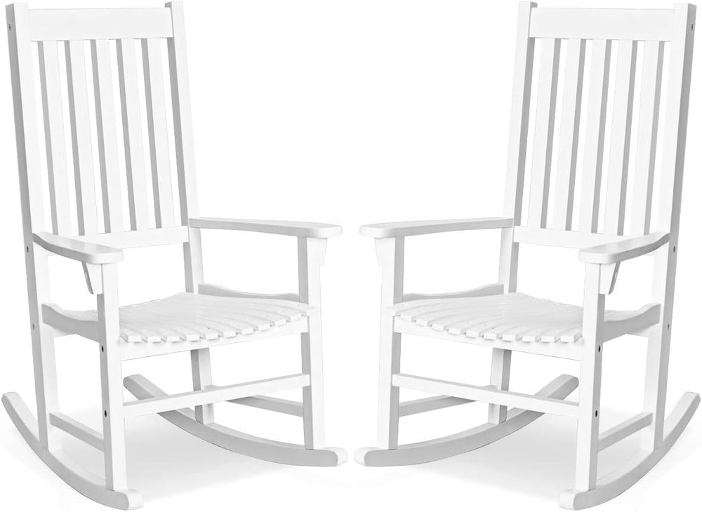 GIANTEX Rocking Chair Acacia Wood Frame, Porch Rocker Outdoor& Indoor for...