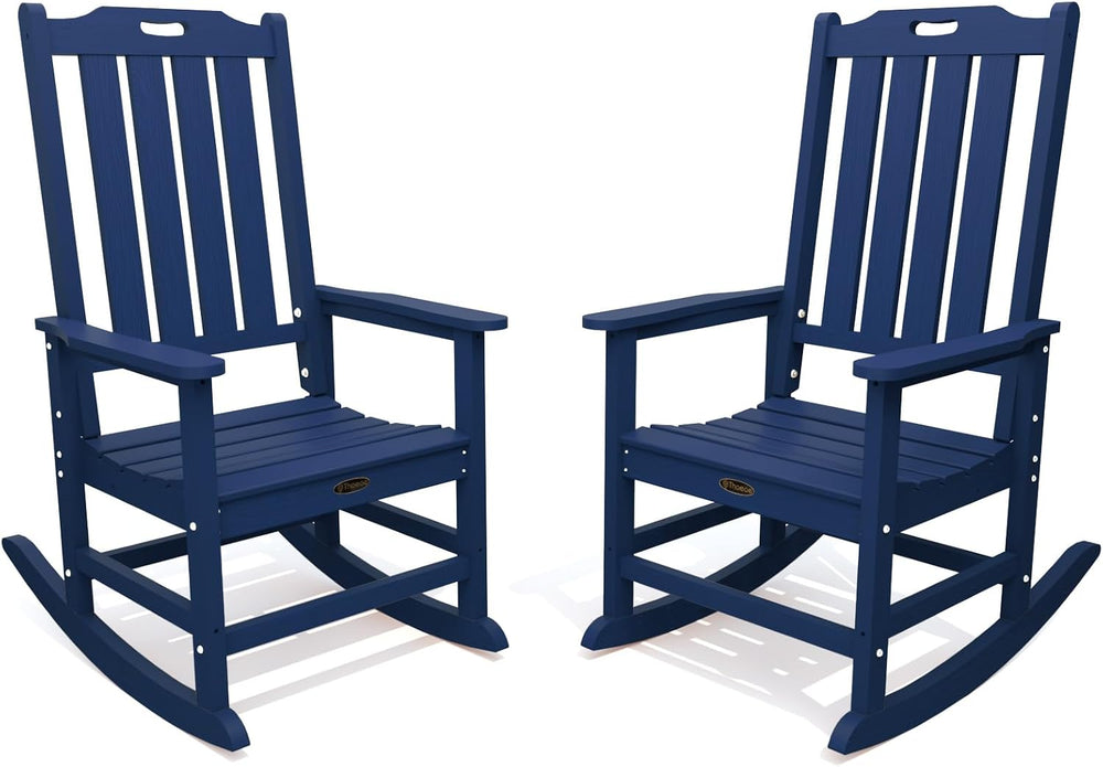 THOEOE Outdoor Rocking Chairs Set of 2, Oversized HDPE Patio Rockers