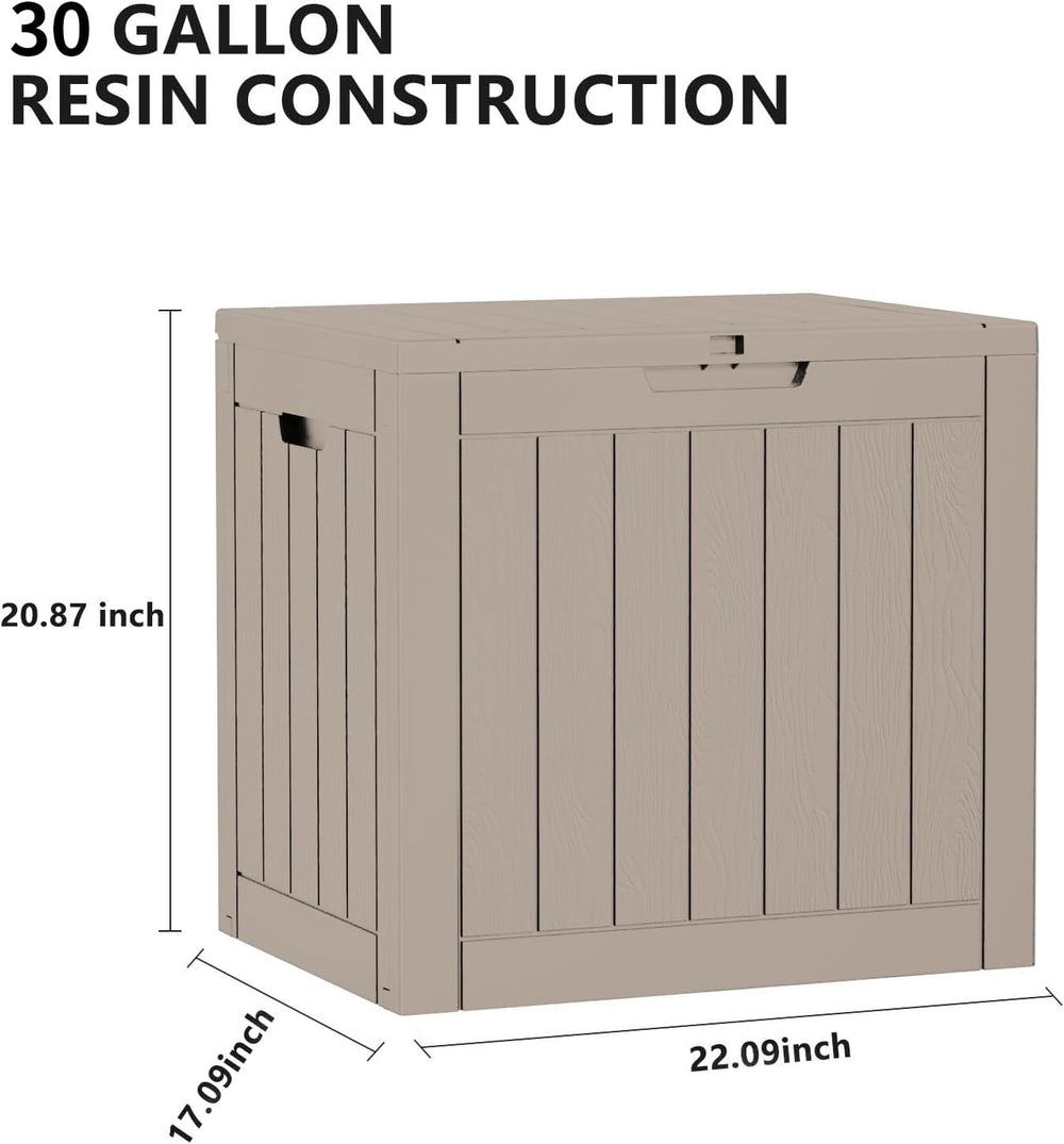 30 Gal Outdoor Storage Box Waterproof Lockable Deck Box Grey